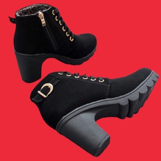 [ Hàng có sẵn] Bốt Nữ Hàn Quốc Giày Boot Nữ Công Sở Gót Vuông 7.5 phân