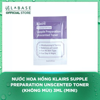 Nước hoa hồng Klairs Supple Preparation Unscented Toner (Không mùi) 3ml (Mini) - Hàng Nhập Khẩu