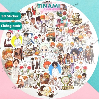Bộ 50 Sticker Yakusoku no Neverland Miền đất hứa hình dán chống nước trang trí decor Tinami