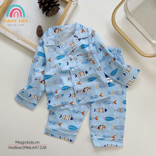 Bộ quần áo rời pizama dài tay chất liệu cotton - họa tiết  đáng yêu cho bé