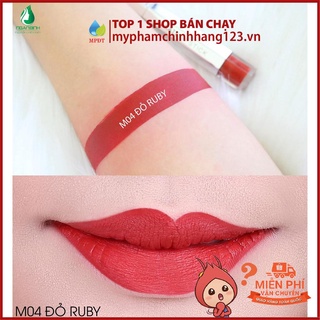 (XẢ KHO 7 NGÀY ) Son kem màu M04 - Đỏ ruby.Son bền màu 24h,lâu trôi,lâu phai,lên màu tự nhiên hàng mới về