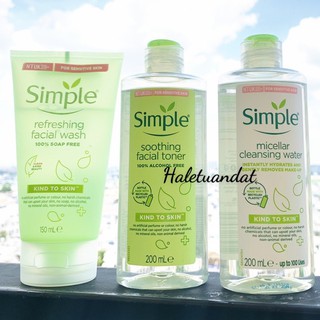 COMBO Sữa Rửa Mặt + Nước Hoa Hồng + Tẩy Trang + Kem Dưỡng Ẩm Simple
