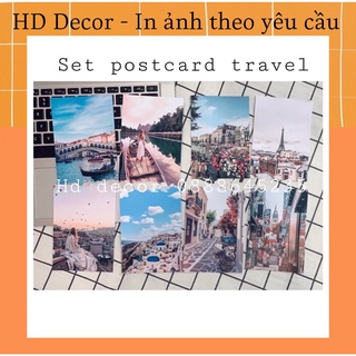 [ FreeShip ] Set 8 tấm thiệp postcard TRAVEL có sẵn decor trang trí phòng cực xinh