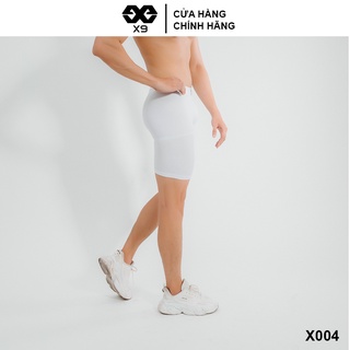 Quần Short Legging Thun Nam Ngắn Giữ Nhiệt Bó Cơ - LocalBrand X9 - Tập Gym Đá Bóng Yoga Chạy Bộ - X004 Trắng