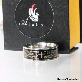 Nhẫn Titan Thánh Giá và Kinh Thánh cực nét - R001 - Aluha - Xả kho