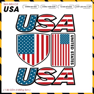 Hình Dán Sticker Logo USA Dán Xe Máy, Xe Điện, Nón Bảo Hiểm, Đồ Công Nghệ MN02USA - Chất Liệu PVC Cắt Sẵn Chống Nước