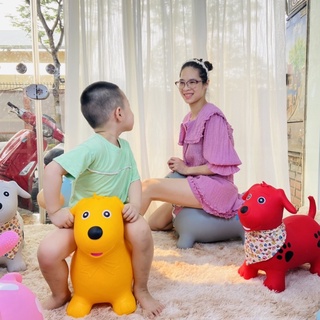 Thú nhún cho bé bơm hơi toys house cao cấp, thú cao su an toàn, bảo hành 1 năm