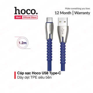 Cáp sạc nhanh Hoco U58 Type-C dây dẹt TPE cao cấp dài 1.2M cho Android