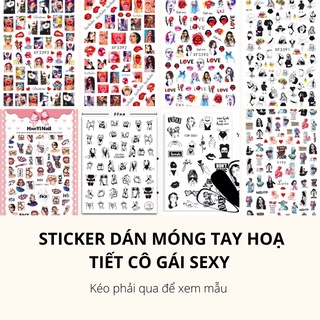 Sticker,hình dán móng tay hoạ tiết cô gái sexy trang trí móng tay nghệ thuật nail