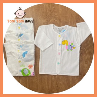 COMBO 5 áo sơ sinh Tay Dài Cài Nút Giữa JOU cho bé trai, bé gái - Chất vải 100% cotton mềm, mịn, đẹp