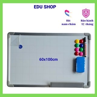 Bảng từ trắng viết bút 60x100cm, chống lóa ( Kèm bút, bông lau, nam châm)