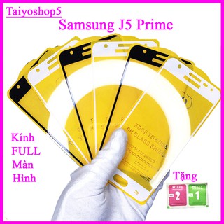 Kính cường lực Samsung J5 Prime   full màn hình, Ảnh thực shop tự chụp, tặng kèm bộ giấy lau kính taiyoshop5