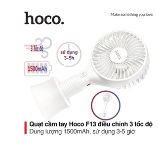 Quạt cầm tay Hoco Cao cấp có đế để bàn, quạt tích điện mini chạy pin sạc chính hãng