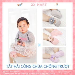 Tất hài nơ công chúa siêu yêu (1 đôi) có lớp chống trượt. Giày, vớ công chúa cho bé, giày nở hoa cho con gái - 2X MART
