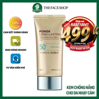 Kem chống nắng nâng tone cho da nhạy cảm The Face Shop Power Long Lasting Green Tone Up Sun Cream SPF50+PA+++ 50ml