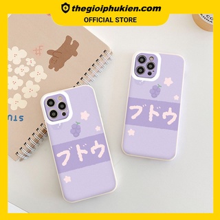 Ốp iphone - Ốp lưng iphone cạnh vuông nho tím dành cho ip 6 đến 14promax - ng220