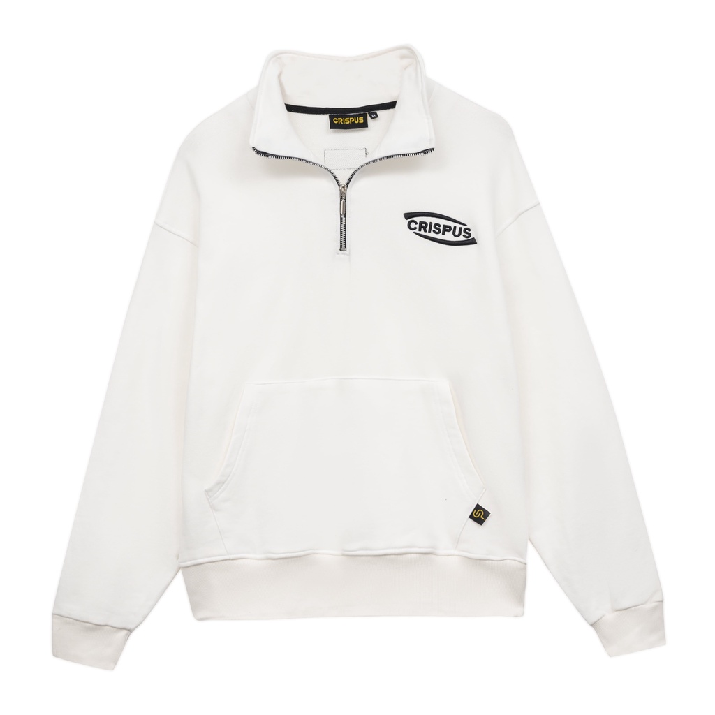 ÁO HALF ZIP SIMPLE TRẮNG