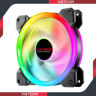 Quạt Tản Nhiệt, Fan Led ARGB Coolmoon V2 &amp; Bộ Hub Coolmoon + điều khiển - Tặng kèm ốc vít