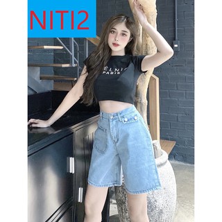 QUẦN JEAN NGỐ LỬNG NỮ TÚI 1 BÊN PHỐI NẮP ĐÍNH 2 NÚT FORM RỘNG LAI CUỐN ĐỦ MÀU XANH ĐẬM NHẠT CAO CẤP NITI2 SIÊU HOT HIT
