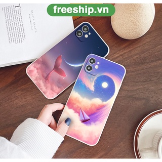 Ốp lưng iphone 13pro/12promax/x/xr/xsmax/6/6s/7/8/plus/se2020 ốp iphone chống sốc mây trăng bồng bềnh tím hồng bvc