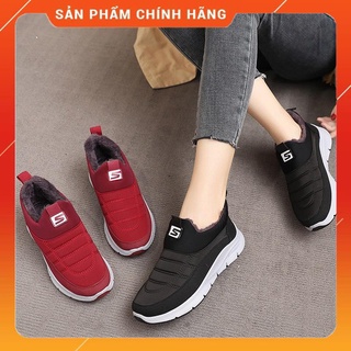 Giày thể thao Nữ Lót Lông ⚡ Tặng kèm Tất ⚡ cao 3p , Giầy mùa đông ,