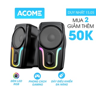 Loa Vi Tính ACOME A12 Gaming Loa Máy Tính Hiệu Ứng Đèn LED RGB Bass Mạnh Dùng Cho PC Laptop