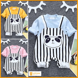 Bộ yếm kẻ áo liền quần hình gấu, body dài tay cho Bé Trai Bé Gái dễ thương chất Cotton mịn đẹp, quần áo trẻ em sơ sinh