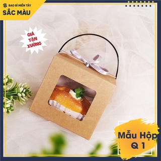 Combo 5 Hộp giấy kraft mini (Q1) có quai xách - hộp đựng quà tặng trái cây, thực phẩm, đựng hũ yến chưng, quà lưu niệm..