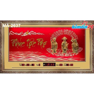 Lịch vạn niên - Đồng hồ - Tranh đá xi vàng – Khổ 50x90cm - mã 2637