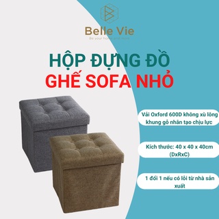 Đôn Ghế Hộp Đựng Đồ Đa Năng BELLEVIE Ghế Sofa Ngồi Cao Cấp Vải Oxford KT 40x40x40