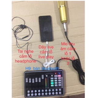 [Freeship toàn quốc từ 50k] Bộ live đơn giản bộ thu âm bluetooth H9( k9).Bm900  tặng tai nghe AKG ( 3 món).