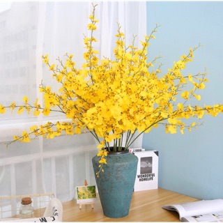 Hoa giả - Một cành  Lan vũ nữ loại 1 có 5 nhánh cao 95cm. Hoa lụa cao cấp decor không gian sang trọng tươi mới.