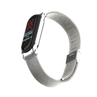Dây đồng hồ miband 4 kim loại màu bạc
