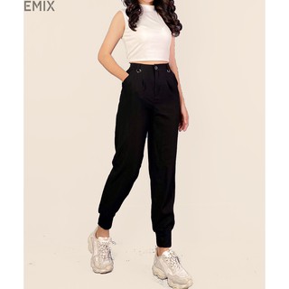 Quần jogger bo gấu chất đũi