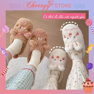 Dép Thỏ Bông Dễ Thương - Dép Bông Đi Trong Nhà Mùa Đông Ấm Áp - Dép Bông Hình Gấu Xinh Cute