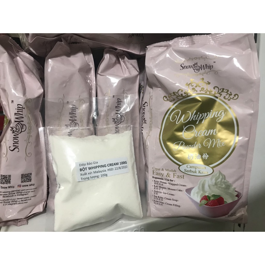 Bột whipping cream 100g nhiều loại