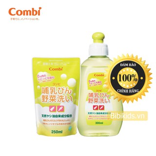 [Hàng chuẩn 100%]  Combo 1 Chai dung dịch + 1 Túi dung dịch nước rửa bình sữa và rau củ quả từ dầu cọ Combi