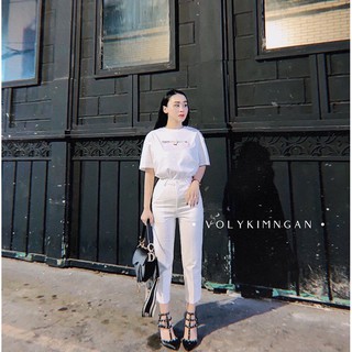 áo thun nữ phom rộng thêu chữ toomii chất zip cotton