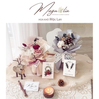 Bó hoa hồng vĩnh cữu mini trang trí giáng sinh, quà tặng noel merry christmas độc đáo