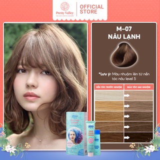 Thuốc nhuộm tóc màu nâu lạnh MOLOKAI, thuốc nhuộm tóc phủ bạc chứa collagen tảo biển siêu dưỡng - Pretty Valley Store
