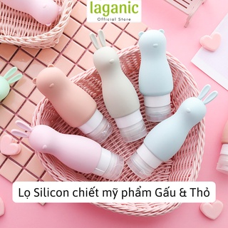 Lọ Silicon chiết rửa tay, hóa mỹ phẩm Thỏ &amp; Gấu 90ml 5 màu