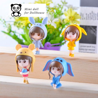 02 búp bê mũ có tai xinh xắn dài 5.1 cm Minidoll