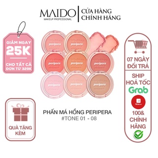 Phấn má PERIPERA PURE BLUSHED SUNSHINE CHEEK 4,2g siêu mịn nhẹ nhàng phù hợp với tất cả các loại da MAIDO COSMETICS