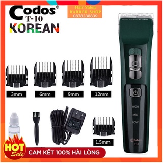 Tông đơ cắt tóc Codos T10 Đã Mài Chuốt Lưỡi CHÍNH HÃNG Cao Cấp Lưỡi Titan Có Tốc Độ Turbo Máy Khỏe ( Bảo Hành 6 Tháng )