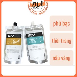 Thuốc nhuộm tóc phủ bạc Silkvenux Light Brown 500ml*2 mỹ phẩm ola