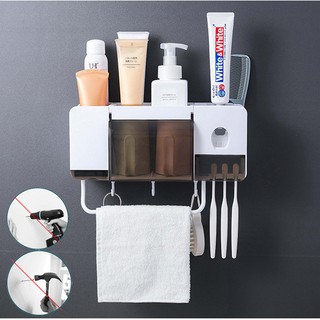 Kệ nhà tắm đa năng thiết kế đựng bàn chải đánh, kem đánh răng, tặng 2 cốc