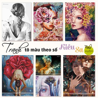 Tranh tô màu số hóa Madoca - Kiêu Sa (Có khung kích thước 40x50cm)