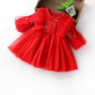 VÁY CÔNG CHÚA ĐỎ TẾT LÓT NHUNG CHO BÉ GÁI 5-14 KG