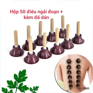 Hộp 50 điếu ngải và đế dán ngải cứu,Cốc dán cứu nóng kích thích kinh lạc và huyệt đạo