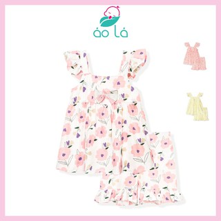 Đồ bộ hai dây cho bé gái vải đũi lạnh Áo Lá Homewear, quần áo trẻ em mùa hè BDBG2021